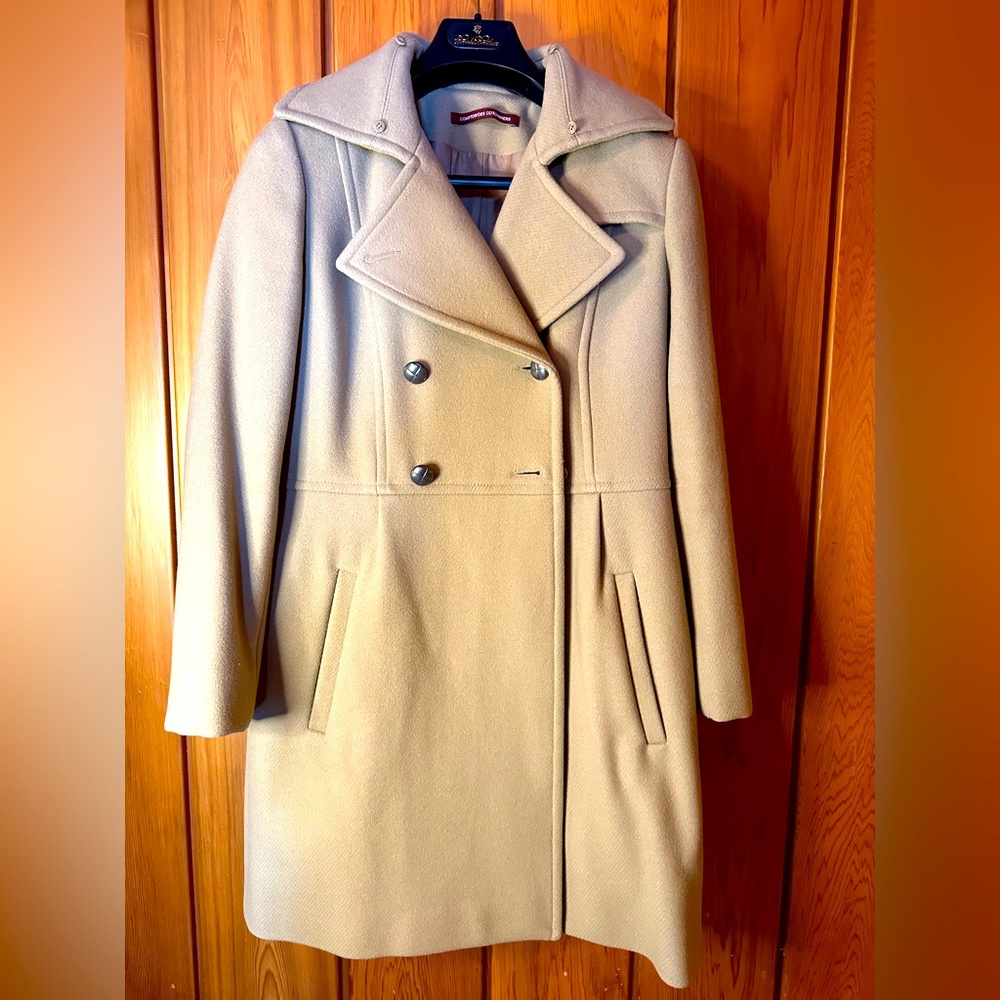 Comptoir des cottoniers wool military coat with detachable collar